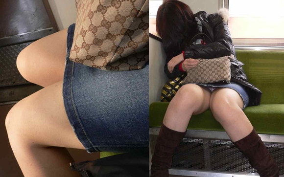 素人電車内パンチラ-15