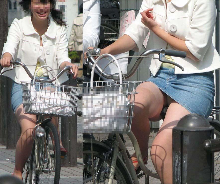 OLやJKの自転車パンチラ-3